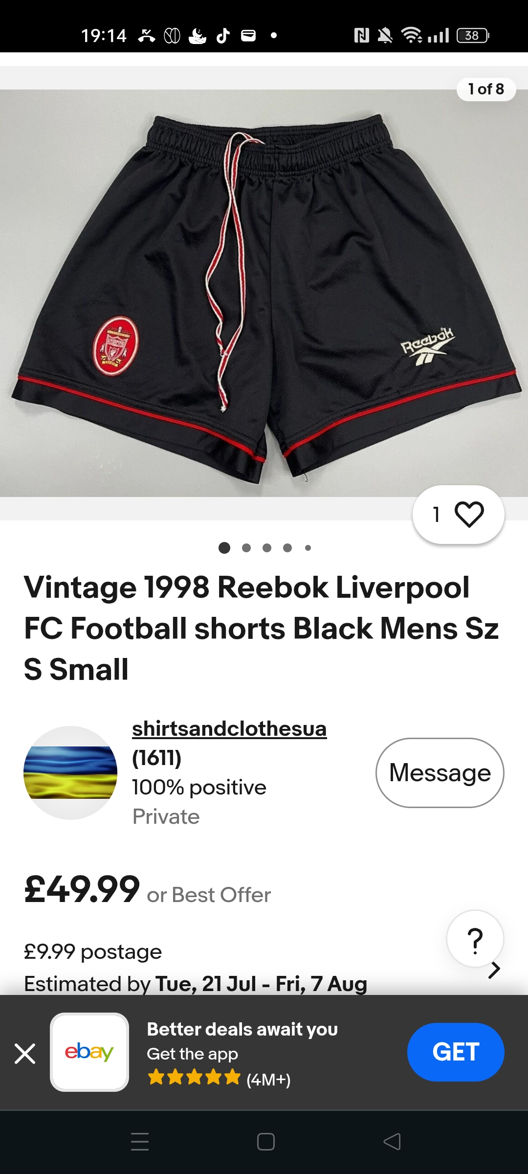 Фото 3: Вінтажні шорти Reebok 90s Liverpool